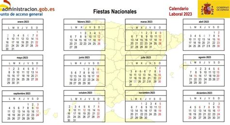 Calendario laboral 2023 próximos festivos puentes y días libres en España