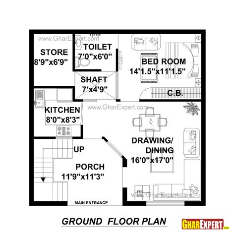 House Plan For 30 Feet By 30 Feet Plot Plot Size 100 Square Yards