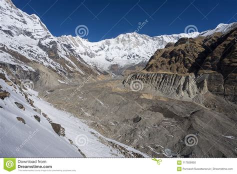 Annapurna Mountain Range View From Abc Pokhara Nepal Stock Photo