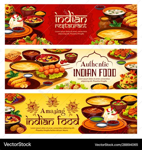 Indian Food Menu Authentic India Restaurant Dish Vector Image