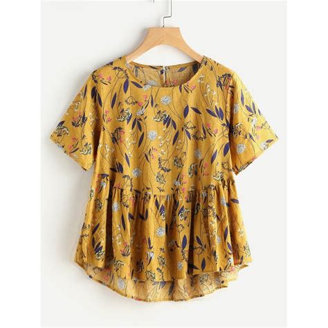 Allover Calico Print Keyhole Back Smock Blouse With Images Clothes
