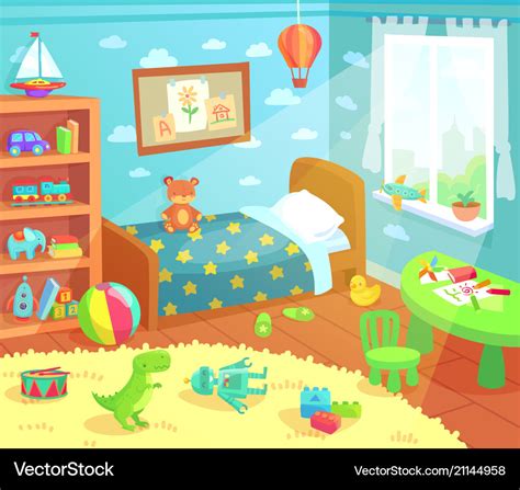 Cartoon Kids Bedroom Interior Home Children Room Vector Image