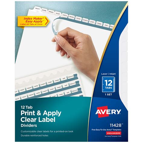 Avery Print And Apply Clear Label Dividers Index Maker Easy Apply