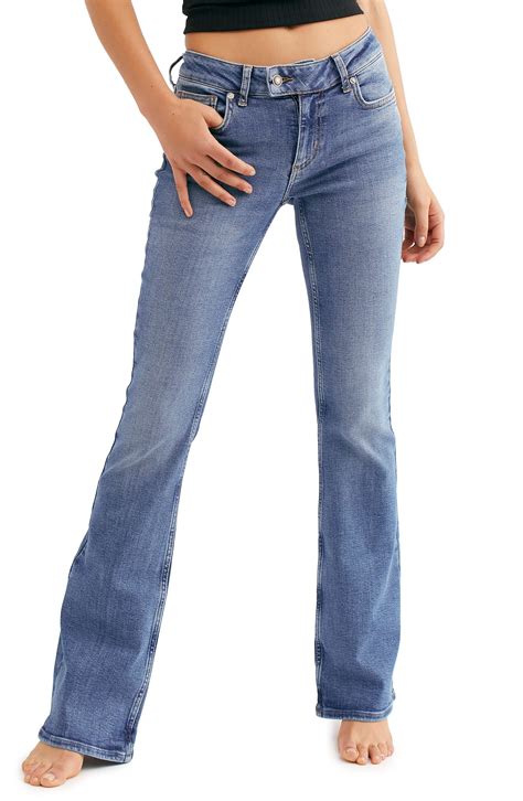 Free People Womens New Blue Low Rise Casual Jeans Waist B B
