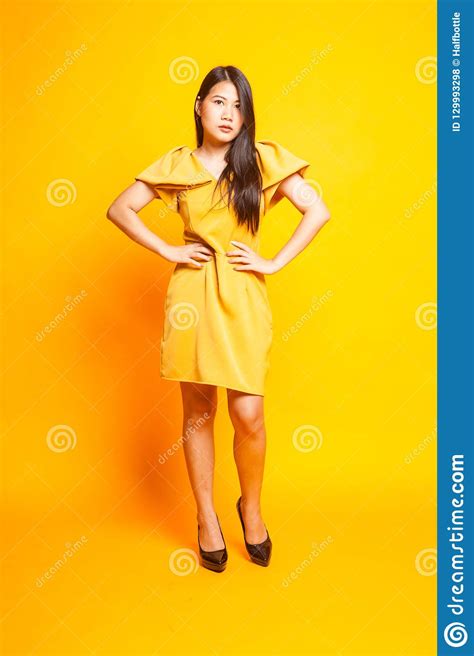 Beautiful Young Asian Woman In Yellow Dress Stock Photo Image Of