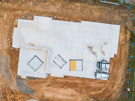 Image Of Aerial View Of Concrete Slab For New House Build Austockphoto