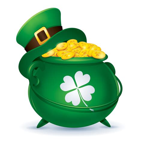 Top Hat On Pot Of Gold Coins Vector Art At Vecteezy