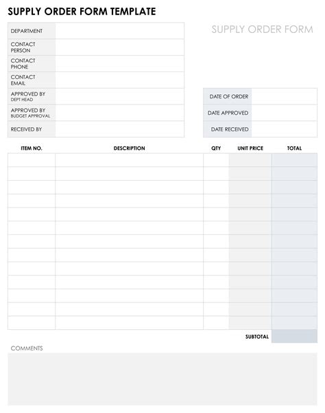 Generic Work Order Form Printable Order Form Template Printable