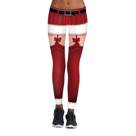 Christmas Leggings Sexy Santa Stretchy Pants Ladies Snowflake Legging Funny Holiday Slim High