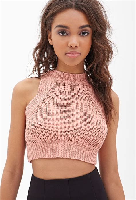 Open Knit Racerback Crop Top Cropped Outfits Fashion Obsession Forever21 Tops