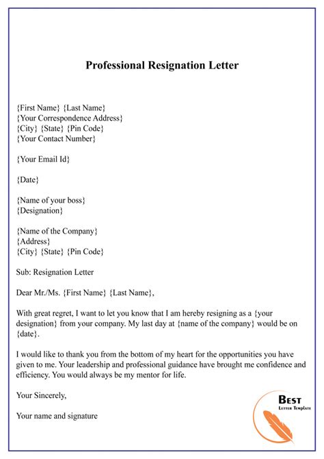 Free Resignation Letter Template PDF Word Doc