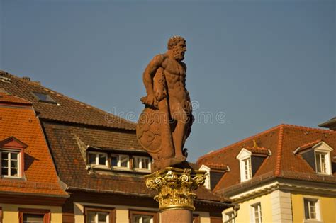 Hercules Statue At Marktplatz Heidelberg Stock Photo Image Of Aged