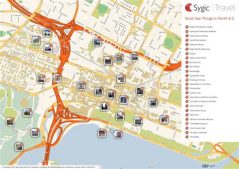 Map Of Perth Attractions Tripomatic
