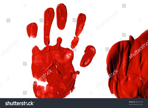 Red Handprint On White Background Stock Photo 50021356 Shutterstock