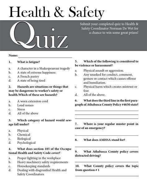 Health And Safety Quiz