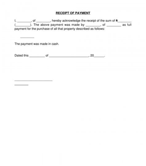 Receipt Of Purchase Of Real Property Sample Template