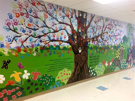 Handprint Tree We Are All Different And Thats Beautiful School Wall