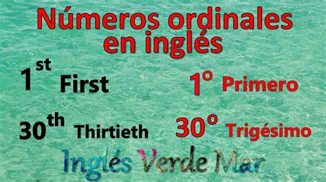 Números Ordinales En Inglés Pronunciación 1 Al 30 Ordinal Numbers