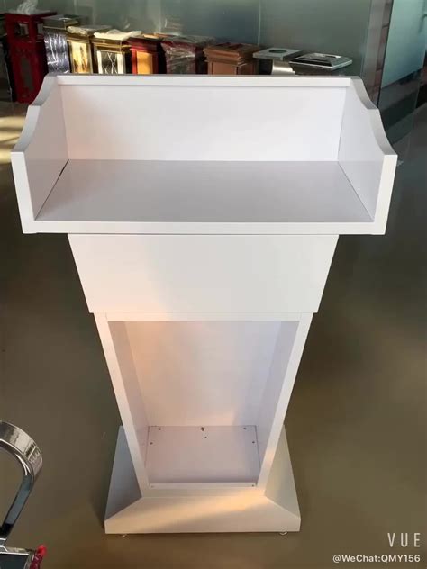 Church Steel Podium In White Color Powder Coated Finish Floor Standing