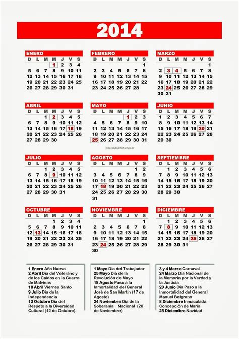 Calendario 2014 Formato Imagen Para Impresión 