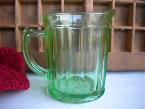 Vintage Green Hazel Atlas Depression Glass Pitcher For Serving