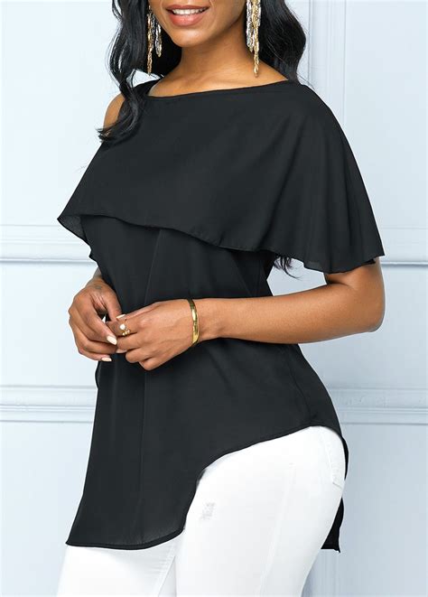 black asymmetric hem one sleeve blouse usd 29 93 how to roll sleeves trendy