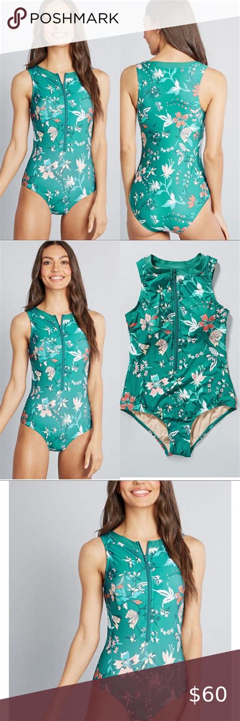 Modcloth The Amber Full Coverage Swimsuit In Jade Full Coverage