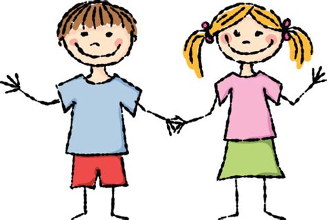 Drawing Of The Boy And Girl Stick Figures Clip Art Vector Images