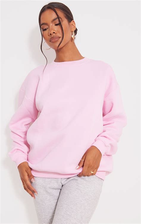 Recycled Baby Pink Oversized Sweatshirt Prettylittlething Qa