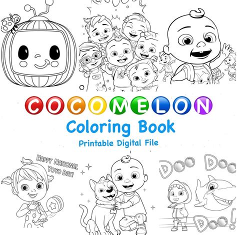 Cocomelon Coloring Book 45 Pages Etsy