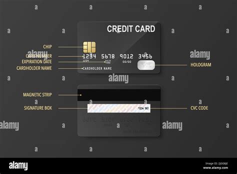 Credit Card Definition Vector 3d Realistic Black Credit Card Set