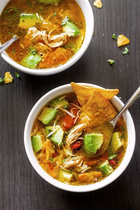 Add the next 10 ingredients (chicken stock through the hot sauce). Slow Cooker Chicken Tortilla Soup Recipe — Eatwell101
