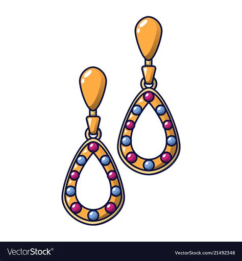 Gemstone Earrings Icon Cartoon Style Royalty Free Vector