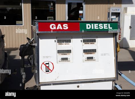 Old Gas And Diesel Petrol Pump At A Rural Small Gas Station Hafford