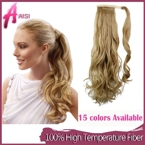 22″ 55cm 15 Color Synthetic Long Wavy Clip In Wrap Around Ponytail Hair