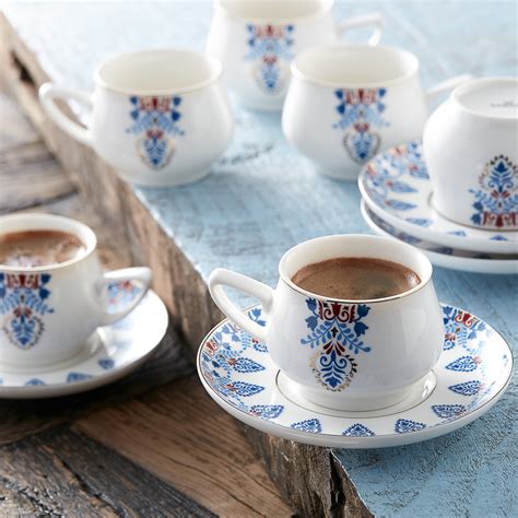 Karaca Relica Piece Porcelain Espresso Turkish Coffee Cup Set For