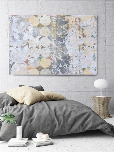 White Melody White Gray Abstract Art Wall Decor Extra Large Etsy In