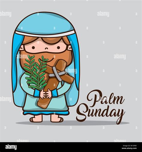 Jesus With Palm Branches On Sunday Palm Vector Illustration Stock