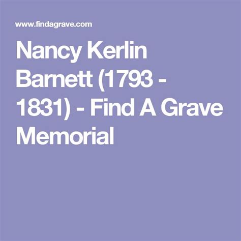 Nancy Kerlin Barnett 1793 1831 Find A Grave Memorial Find A