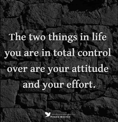 The Two Things In Life You Are In Total Control Over Are Your Attitude