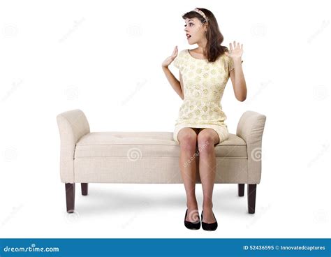 Surprised Girl Sitting And Waiting Stock Image Image Of Beautiful