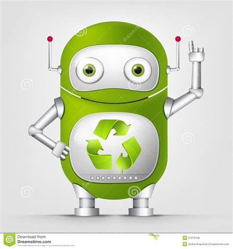 Green Robot Cartoon Character Concept Illustration Vector Eps 31378158