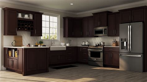 First page loaded, no previous page available. Shaker Specialty Kitchen Cabinets in Java - Kitchen - The Home Depot