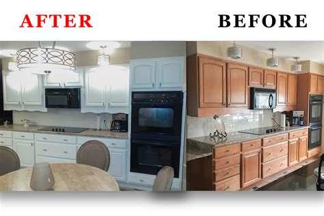Kitchen Cabinet Painting Before And After Kitchen Cabinet Refinishing