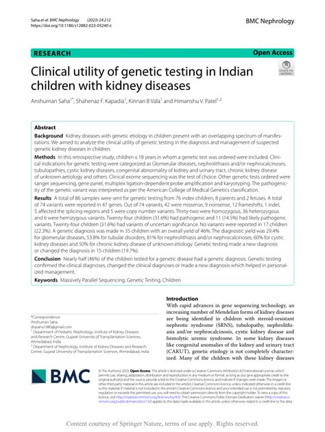 Pdf Clinical Utility Of Genetic Testing In Indian Children With