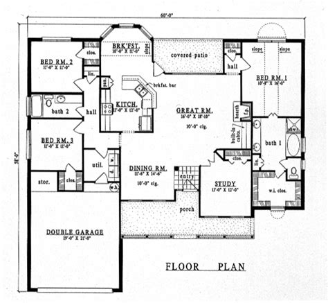 House Plan 79153 One Story Style With 2000 Sq Ft 3 Bed 2 Bath