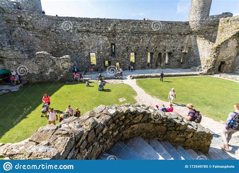 Editorial Interior Of Harlech Castle With Tourists Editorial Image