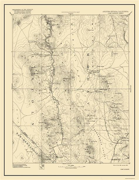 Topo Map Camp Mohave Arizona Sheet Usgs 1892 23 X 2975 Matte