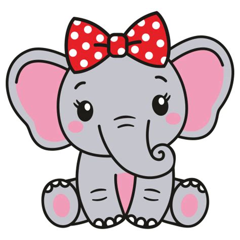 Baby Elephant Svg Baby Elephant With Bow Svg Cut File