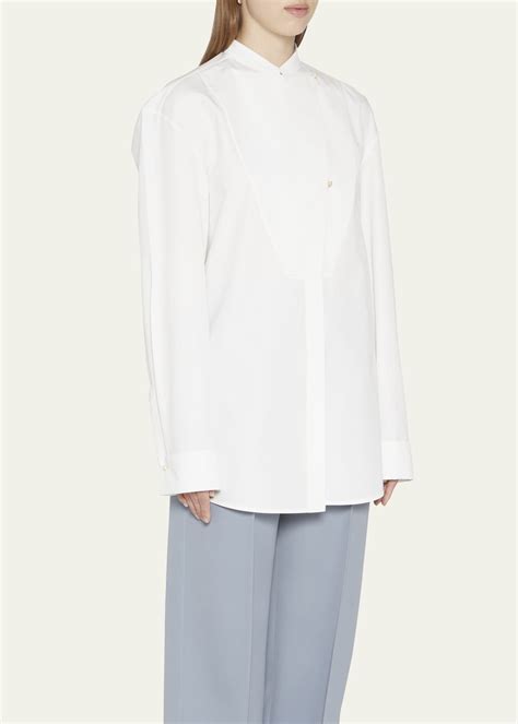 Jil Sander Stand Collar Poplin Shirt Bergdorf Goodman
